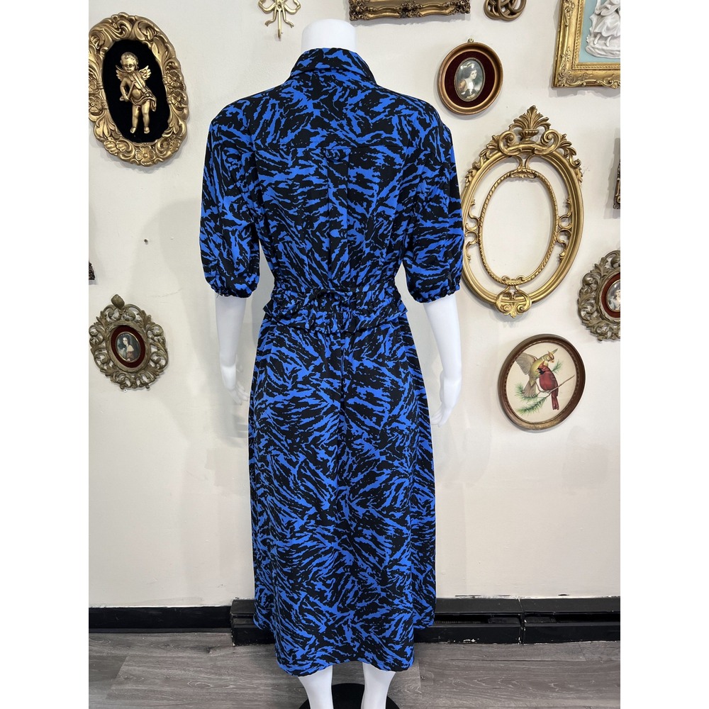 Jason Wu Collective Blue and Black Animal Print Midi Dress Size 8 - Picture 3 of 6